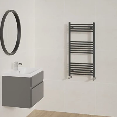 Image of NRG Straight Anthracite Bathroom Heated Towel Rail Radiator Central Heating Ladder Rad Warmer 1000x500mm