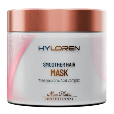Image of HYLoren Smoother Hair mask with Hyaluronic Acid, Premium Smoothing deep conditioning mask, Conditioner, for damaged hair, Leaves Soft, Shiny, Smooth 500ml