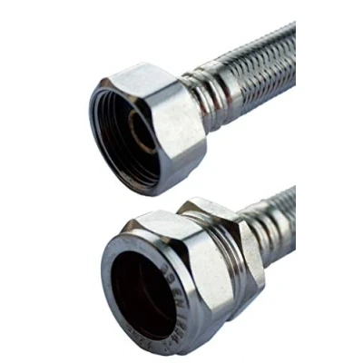 Image of Compression Flexible Tap Connectors 22mm x 3/4&quot; BSP Hose Bath Flex Connector 300mm Long Packs of 2