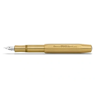 Image of Kaweco Brass SPORT Fountain Pen I Exclusive for Ink Cartridges Including Retro Metal Box 13 cm Nib: BB (Extra Broad)