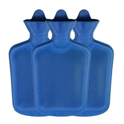 Image of Pack of 3 Hot Water Bottles x3 Natural Rubber 1 Litre Perfect Bag for Pain Relief (Blue)