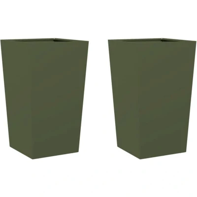 Image of vidaXL Garden Planters Olive Green 2 pcs 45x45x75 cm Steel
