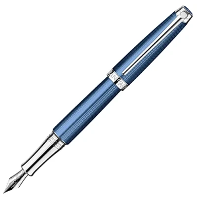 Image of Caran d&#039;Ache CD4799.168 Leman Grand Blue Silver Plated/Rhodium Coated Fountain Pen
