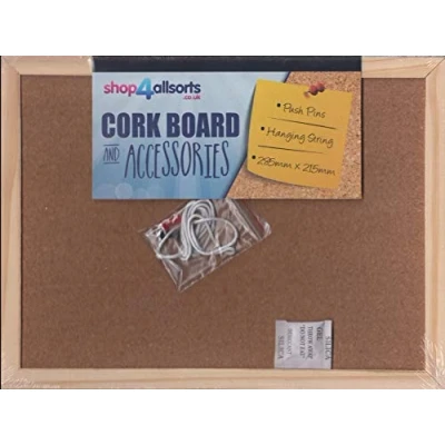 Image of Small Cork Board With Accessories Wall Hanging Pin 28.5cm x 21.5cm