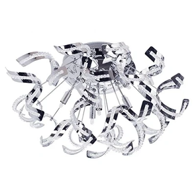 Image of LITECRAFT Twirl Ceiling Light Semi Flush Mount Crystal Effect Fitting Polished Chrome