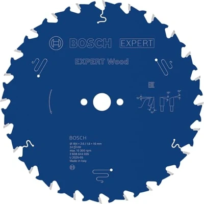 Image of Bosch 2608644035 EXWOH 24 Tooth Top Precision Circular Saw Blade, 0 V, Blue