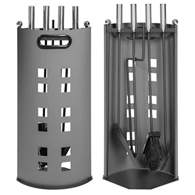Image of TecTake Metal 5 Piece Fireplace Tool Set, Fireside Companion Set