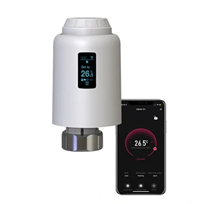 Image of Qiumi Zigbee Smart Thermostatic Radiator Valve Supporting Remote Control by Life app, Voice Alexa and Google Home (OLED Display)