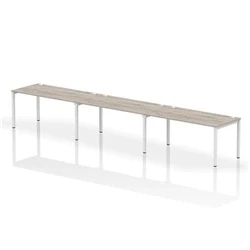Image of Impulse Bench Single Row 3 Person 1600 White Frame Desk Grey Oak