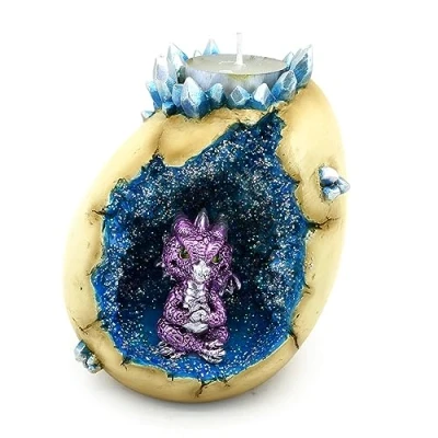 Image of Puckator Elements Baby Dragon Crystal Egg Cave Tea Light Holder Bag Storage Dish Tidy Sachet Used And Coffee Accessories