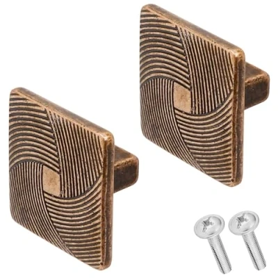 Image of Decoranddecor Delta 40mm Square Cabinet Knob Zinc Alloy 2 Pack, Antique Copper