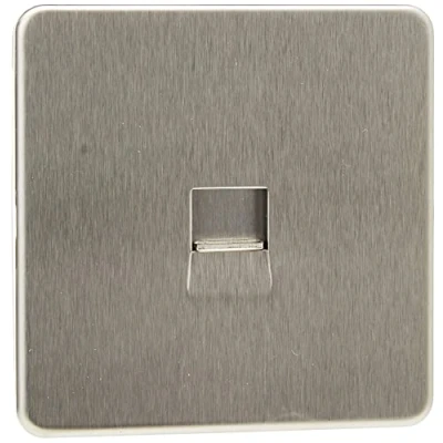 Image of KnightsBridge Screwless Brushed Chrome Telephone Master Socket Flush Wall
