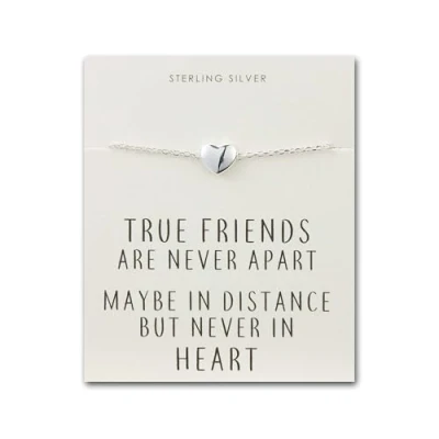 Image of Philip Jones Sterling Silver Friendship Quote Heart Bracelet