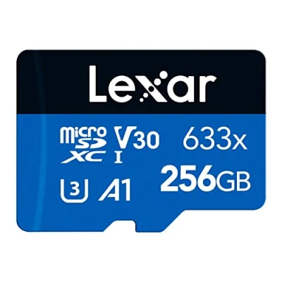 Image of Lexar 633x 256GB Micro SD Card, microSDXC UHS I Card + Adapter, microSD Memory up to 100MB/s Read, A1, Class 10, U3, V30, TF for Smartphones/Tablets/IP Cameras (LMS0633256G BNAAA)