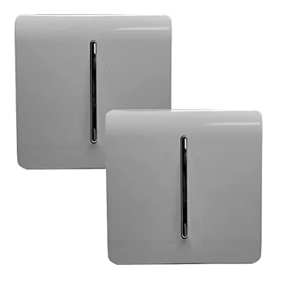 Image of Trendi 1 Gang 2 Way Artistic Modern Glossy 10 Amp Rocker Tactile Light Switch Grey (2 Pack)