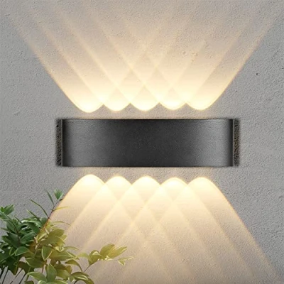 Image of CHENBEN LED Wall Lights Indoor Up and Down 10W 3000K Lamp, Modern Black Outdoor IP65 Waterproof Sconce for Living Room Bedroom Hallway Outside Wash