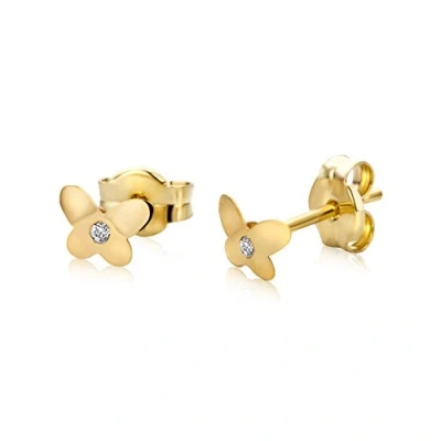 Image of Miore Earrings for Kids studs with Butterfly Yellow Gold 9 Kt / 375