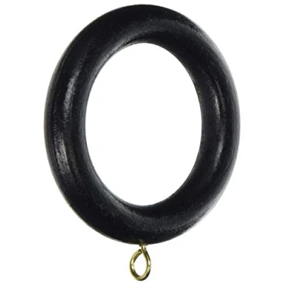 Image of Merriway BH05963 (10 Pcs) Wooden Curtain Drapery Pole Rod Rings with Screw Eye, Inner Diameter 45 mm (1.3/4 Inch) Outer 70 (2.3/4 Inch), Black Pack of 10 Pieces