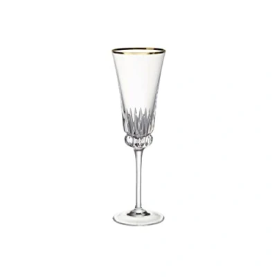 Image of Villeroy and Boch Grand Royal Gold Champagne Flute Set with Rim, 120 ml Glasses, Crystal Glass, Clear
