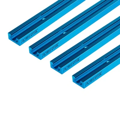 Image of POWERTEC 71372 36 Inch Double Cut Profile Universal T Track with Predrilled Mounting Holes, 4 Pack, for Woodworking Jigs and Fixtures, Drill Press Table, Router Workbench