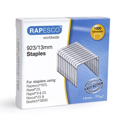 Image of Rapesco 1484 923/13 mm Galvanised Staples, Type 23, Box of 1000