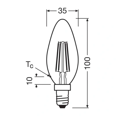 Image of OSRAM Energy Class in Classic Mini Candle, 3.8 W / 806 lm, EEK A, Warm White (2700 K), CRI 80, Made of Lead Free Frosted Glass, E14 Socket, IP20, 35 mm Diameter.
