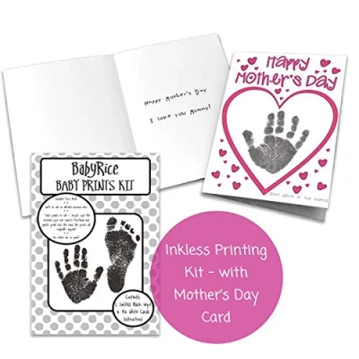 Image of BabyRice Make Your Own Mother&#039;s Day Card Kit Using Baby&#039;s Handprint Footprint Inkless Prints