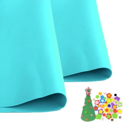 Image of 2 Pcs Cyan EVA Foam Sheets Cosplay 1mm Thick 50x50cm Papers for Arts Crafts DIY Project