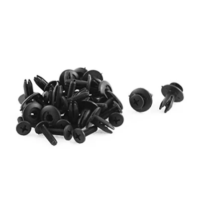 Image of sourcingmap 20 Pcs 6mm x 16mm Sealing Nails Black Plastic Rivet Mat Clips