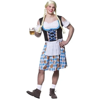 Image of Wicked Costumes Adult Mens Funny Bavarian Beer Girl Fancy Dress Costume Standard Size