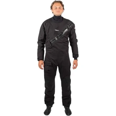 Image of Gul Mens Dartmouth Eclip Zip Drysuit Dry Suit &amp; Underfleece Black 3 Layer Waterproof Sprayproof