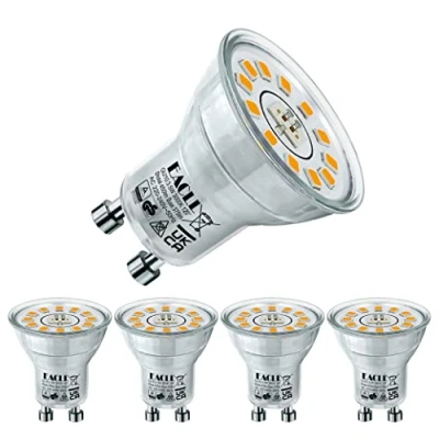 Image of EACLL Mini GU10 LED Bulbs 3.5W Warm White Light Bulb 3000K Replace 50W Halogen, 450Lumen AC 230V Flicker Free Spotlight, 120Wide Beam Angle, Non Dimmable Reflector Light, Pack of 4