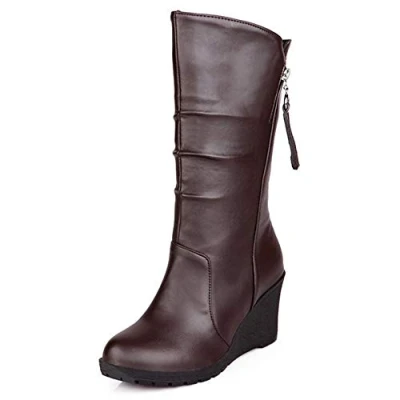 Image of CuteFlats Women Mid Calf Wedge Boots