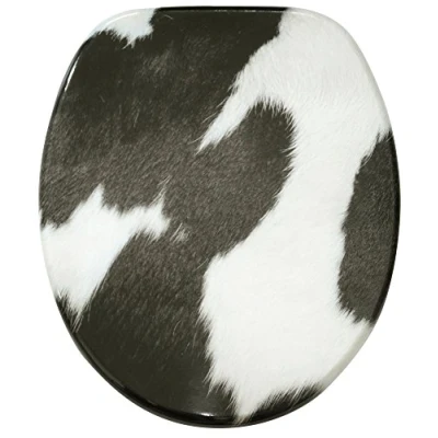 Image of Sanilo Soft Close Toilet Seat, Stable Hinges, Easy to Mount, Wooden Seat Cow Spots