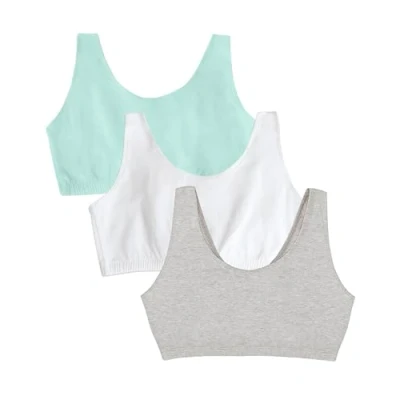 Image of Fruit of the Loom Women&#039;s Built Up Sports Bra 3 Pack, Mint chip/White/Grey Heather