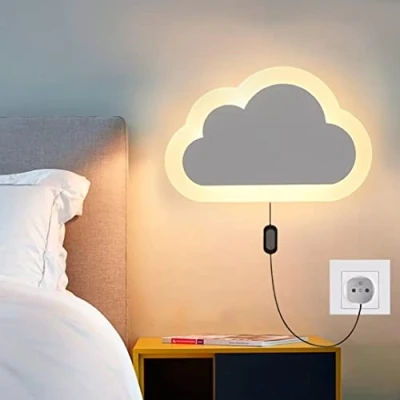 Image of GUANSHAN Cloud Night Light LED Children&#039;s Room Wall Lamp Bedside Lighting Decorative Background for Bedroom, Living Room, Stairs, L