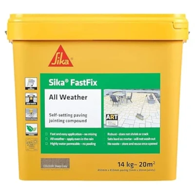 Image of Sika FastFix All Weather Self Setting Paving Jointing Compound Ready To Use No Mixing Required Deep Grey 14kg 20 sq. m