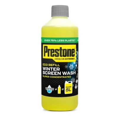 Image of PRESTONE Eco Refill 10C Winter Screenwash Concentrate, Super Concentrated Screen Wash for Cars Makes 5 Litres of Windscreen Washer Fluid, 500ml