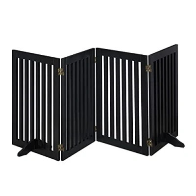 Image of Relaxdays Tall Safety Gate for Kids &amp; Pets, with Feet and Floor Protectors, Free Standing Barrier, 70 x 205 cm, Black, 100% fibreboard