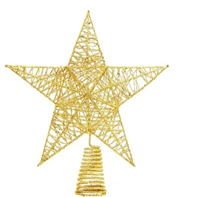Image of DIYASY Christmas Tree Topper,10inches Metal Glittered Star Xmas Decoration Treetop for Home Decor