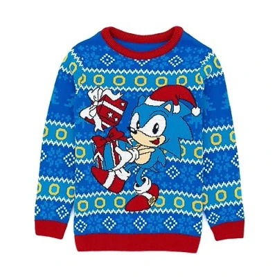 Image of SONIC THE HEDGEHOG Kids Christmas Jumper Boys Girls Video Game Movie Festive Navy Knitted Sweater Xmas Gifts for Him Her 11 12 Years