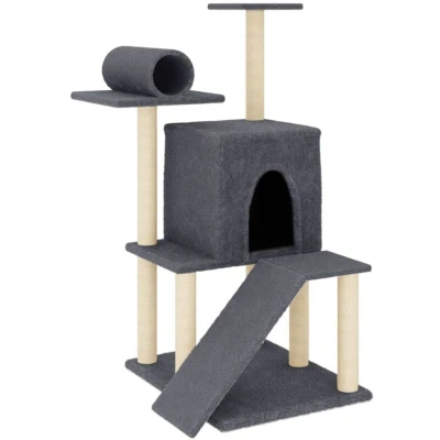 Image of vidaXL Cat Tree with Sisal Scratching Posts Dark Grey 110.5 cm