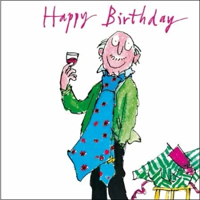 Image of Greetings Card Quentin Blake (WDM4609) Man with Glass of Red Wine