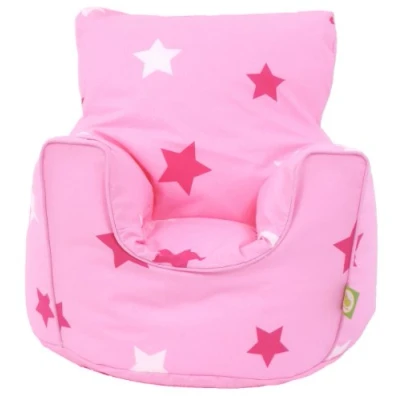 Image of Cotton Pink Stars Bean Bag Arm Chair with Beans
