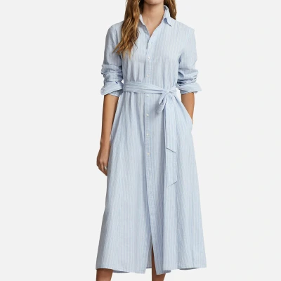Image of Polo Ralph Lauren Linen and Cotton Blend Midi Dress UK 4