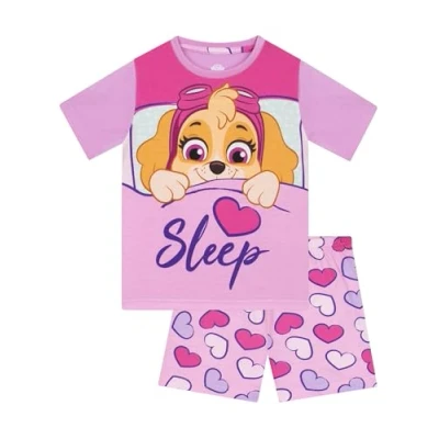 Image of Paw Patrol Pyjamas Skye Girls Short Summer PJs Pink 4 5 Years