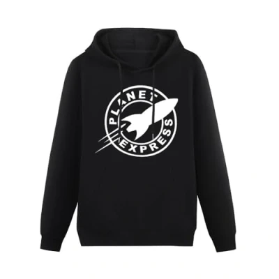 Image of realx Planet Express Logo Hoodies Long Sleeve Pullover Loose Hoody Sweatershirt Black XL