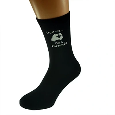 Image of Trust me I&#039;m a Paramedic &amp; Ambulance Image Design Mens Black Cotton Rich Socks