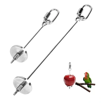 Image of 2 Pcs Chicken Veggies Skewer Fruit Holder,Parrot Food Skewer,Chicken Parrot bird Hanging feeder,Bird Holder Pet Treat Skewer,Parrot Foraging Toy,for Hens Birds Small Animals,2 Sizes