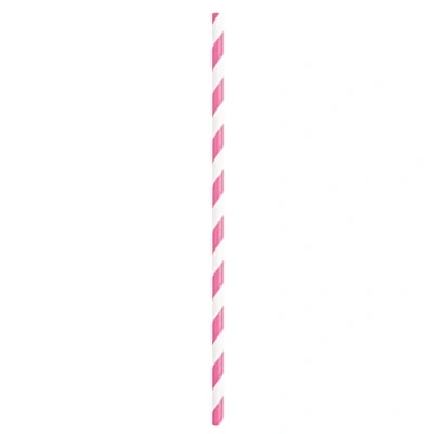 Image of Striped Paper Straws Bright Pink 10 Pcs.